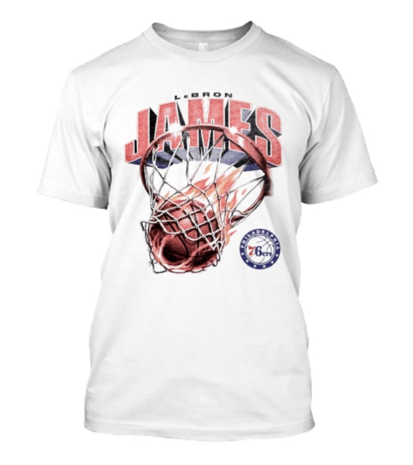 LeBron James 23 Basketball Fire Hoop Philadelphia 76ers T-Shirt