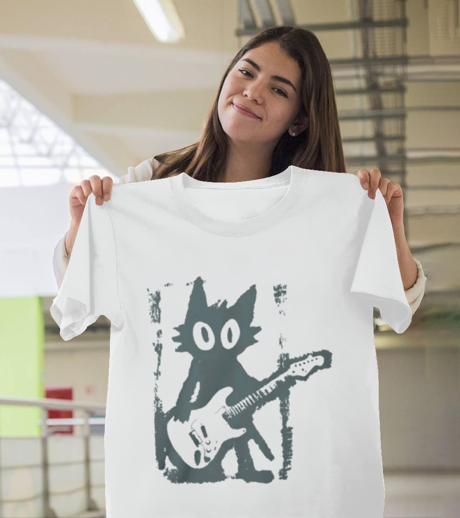 Rock Star Cat Electric Guitar Kitty Playful Feline Musician T-Shirt