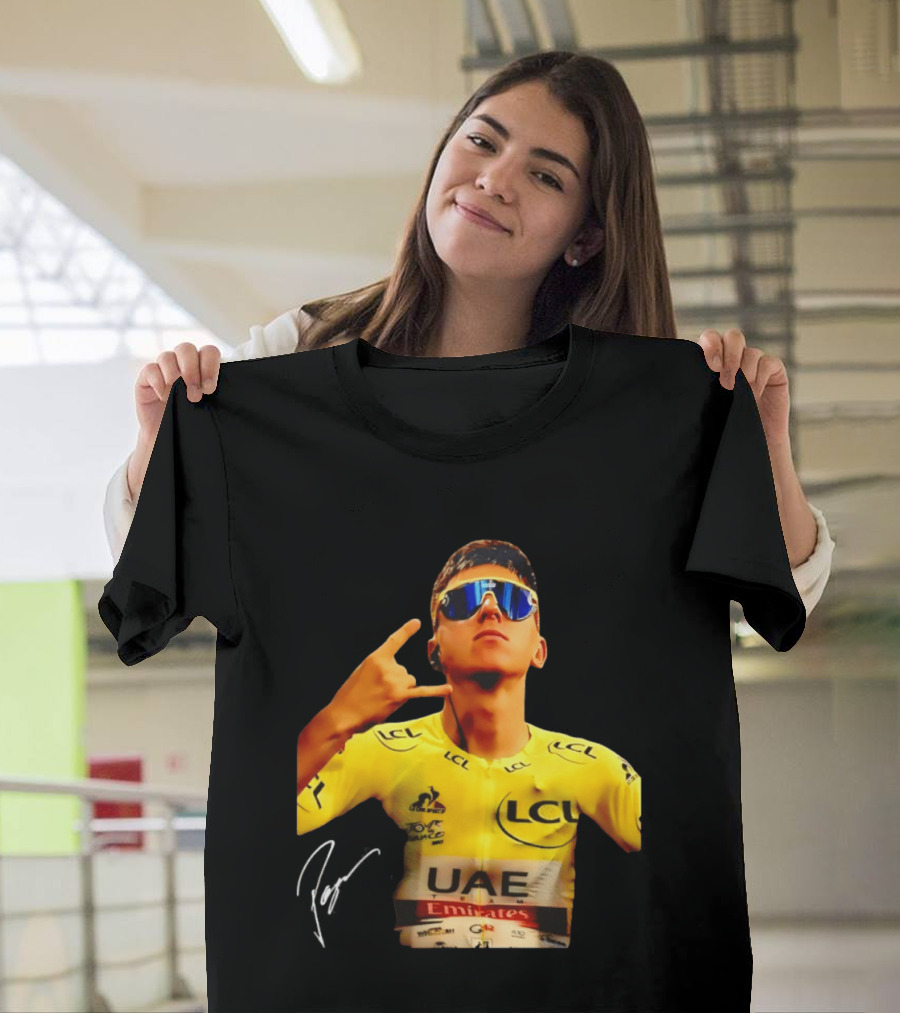 Tadej Pogacar UAE Emirates Cycling Team Slovenia LCL Yellow Jersey T-Shirt