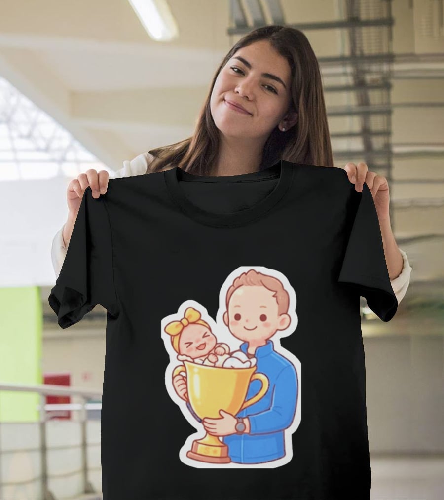 My Greatest Trophy Dad Holding Baby In Golden Cup T-Shirt