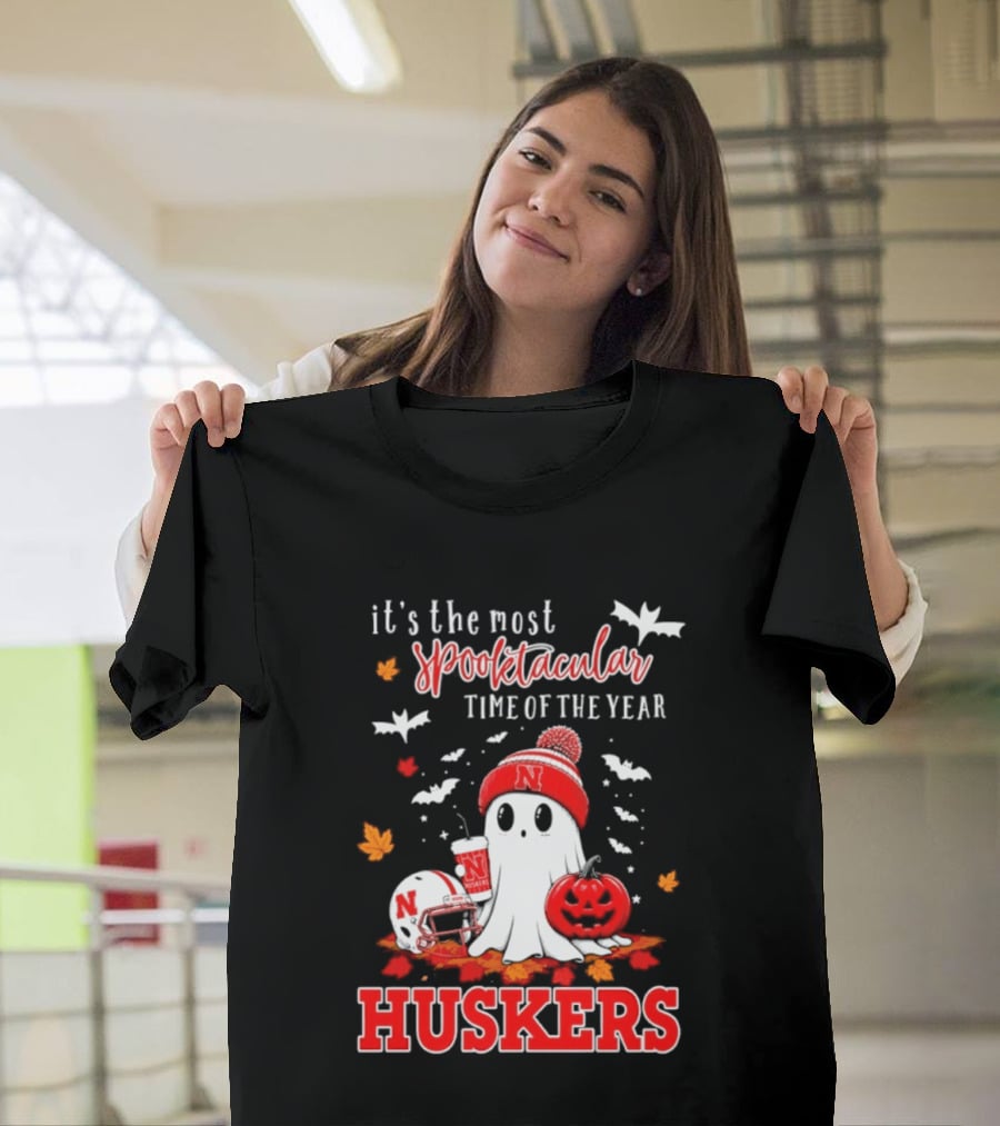 Nebraska Cornhuskers Spooktacular Halloween Ghost Huskers Football Time 2026 T-Shirt