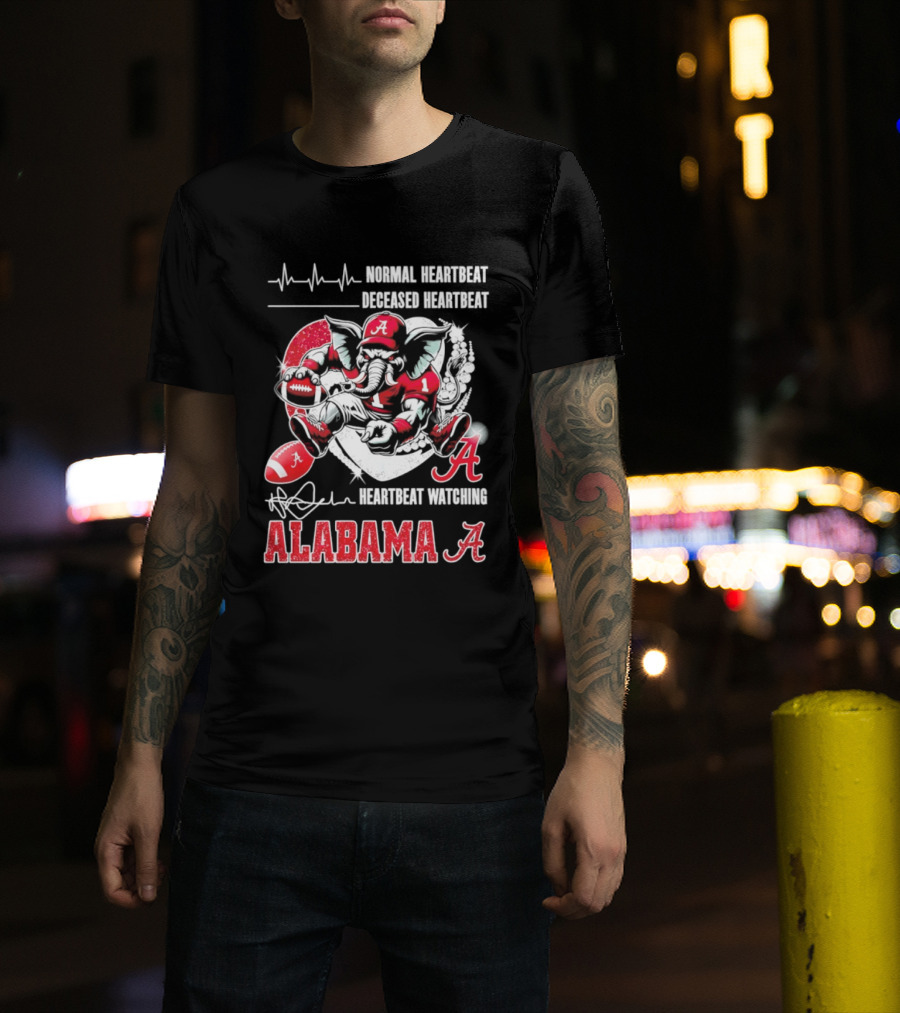 Alabama Crimson Tide Heartbeat Ing Football Fan Spirit T-Shirt