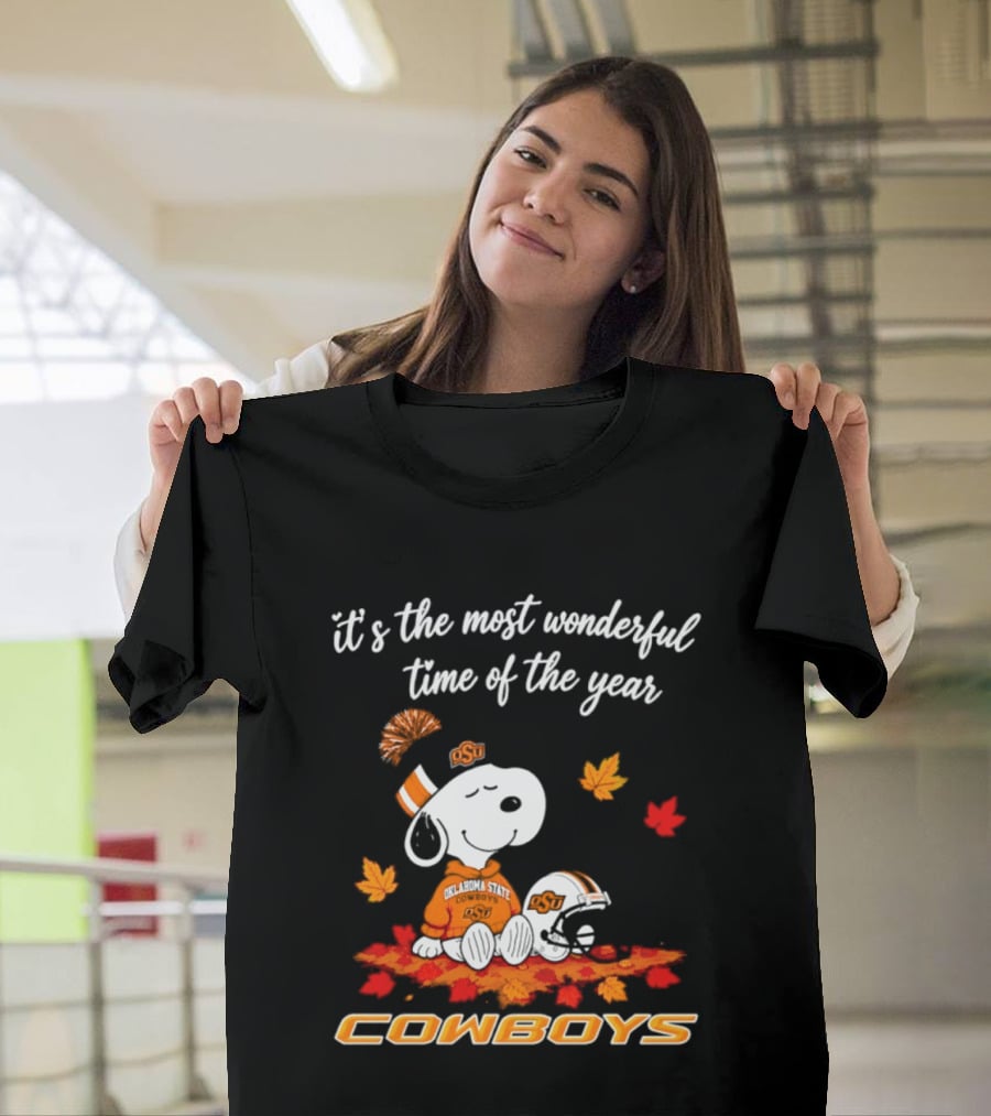 Snoopy Oklahoma State Cowboys It's The Most Wonderful Time Of The Year Halloween 2026 T-Shirt