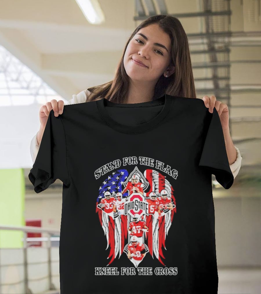 Stand For The Flag Kneel For The Cross Ohio State Buckeyes NCAA Football T-Shirt