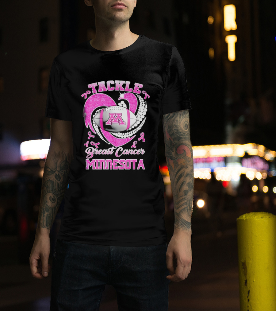 Pink Ribbon Tackle Breast Cancer Minnesota Football T-Shirt