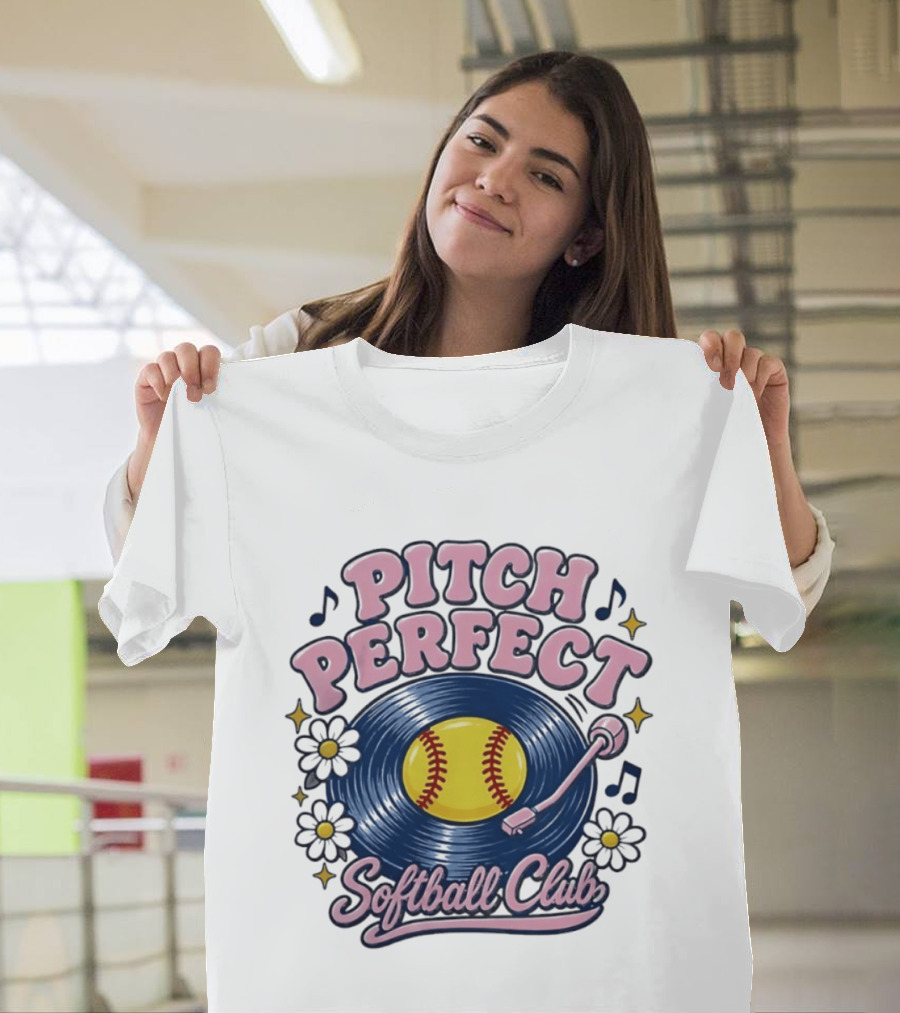 Pitch Perfect Softball Club Vinyl Record T-Shirt