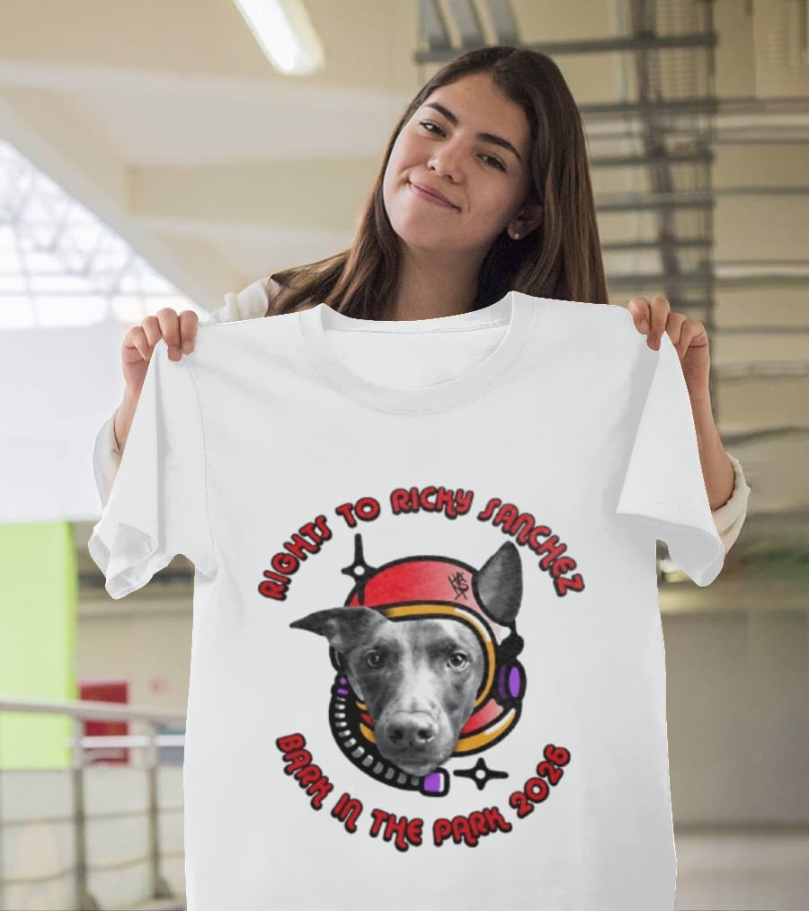 Rights To Ricky Sanchez 2026 Bark In The Park Dog Astronaut T-Shirt