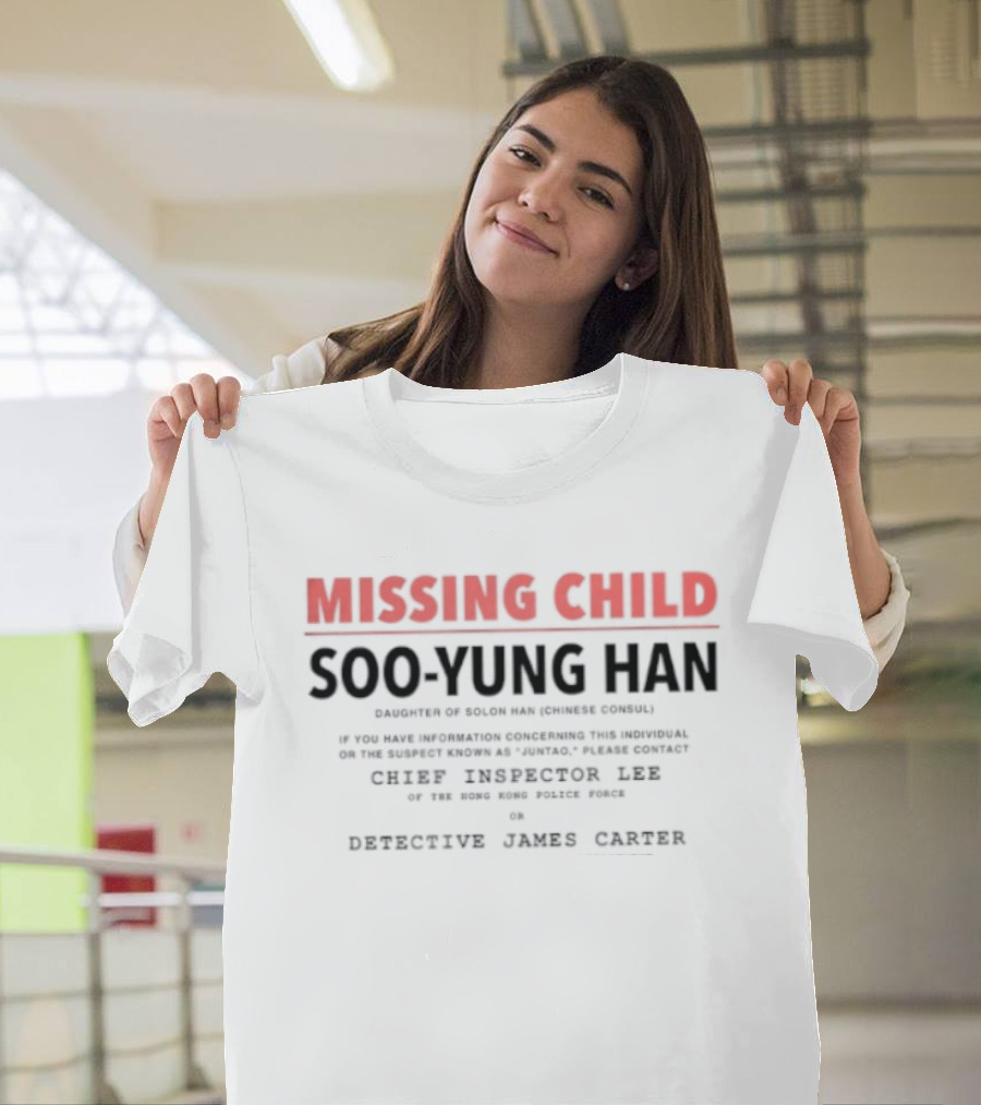 Missing Child Soo Yung Han Grey Lincoln Town Car Detective James Carter T-Shirt