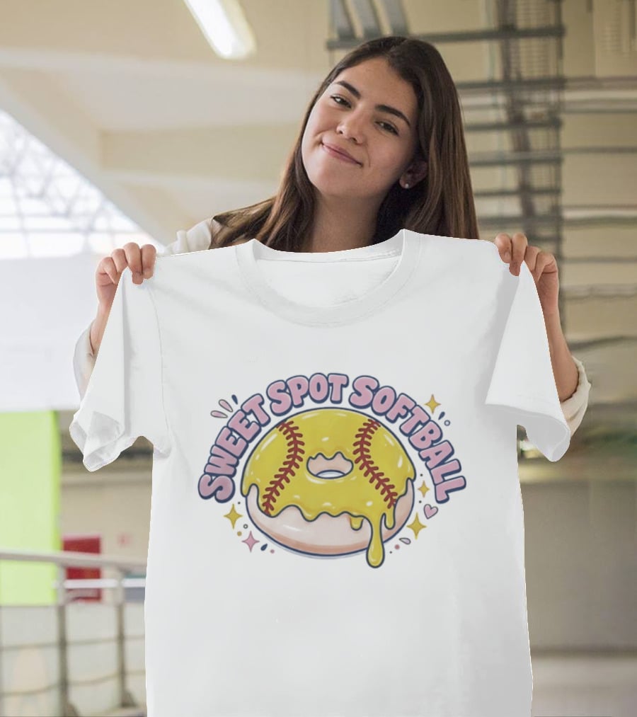 Sweet Spot Softball Donut Yellow Dripping Icing T-Shirt