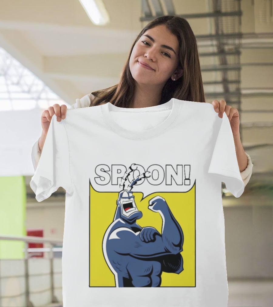 Spoon Mighty Hero Cartoon Catchphrase T-Shirt