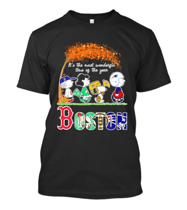 Boston Sports Team X Peanuts It's The Most Wonderful Time Of The Year Halloween 2026 Fall Autumn T-Shirt