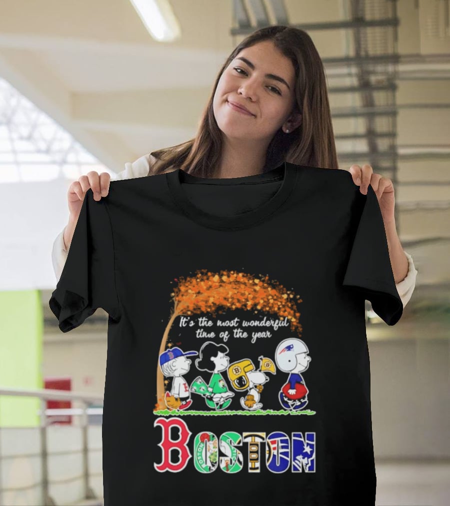 Boston Sports Team X Peanuts It's The Most Wonderful Time Of The Year Halloween 2026 Fall Autumn T-Shirt