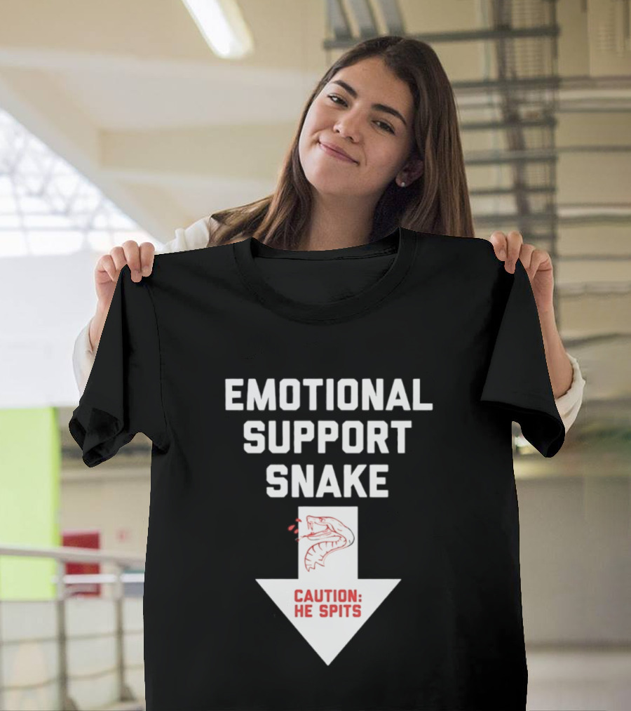 Emotional Support Snake Caution He Spits Warning Arrow T-Shirt