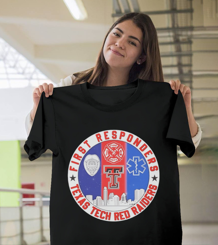 First Responders Texas Tech Red Raiders Fire Department Police EMS Skyline T-Shirt