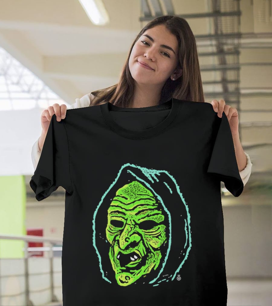 Halloween Witch Green Face Spooky Horror Costume T-Shirt
