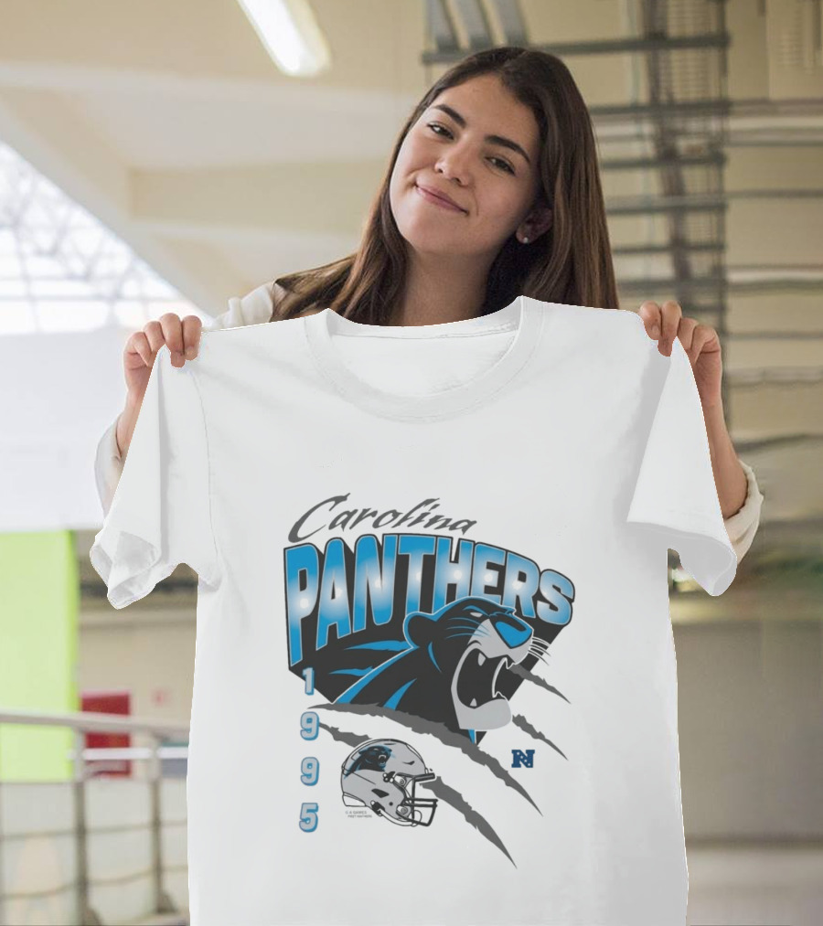 Carolina Panthers 1995 Bagheera Helmet NFL Inaugural Season T-Shirt