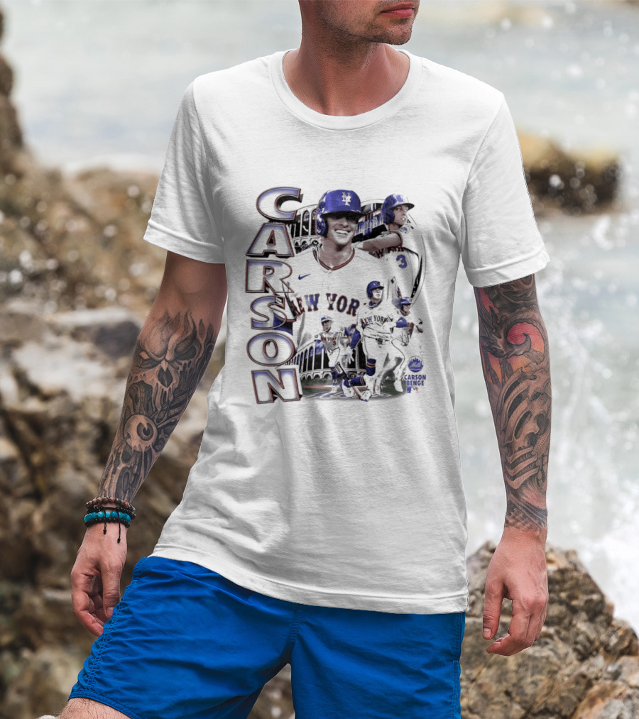 Carson Benge New York Mets MLB Baseball Collage T-Shirt