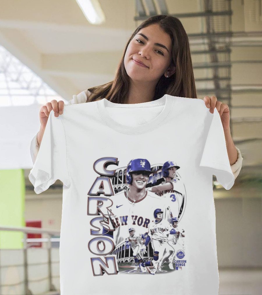 Carson Benge New York Mets MLB Baseball Collage T-Shirt