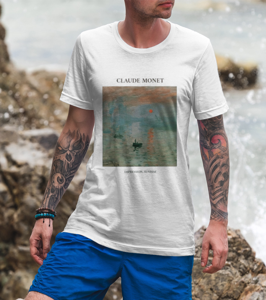 Claude Monet Impression Sunrise Oil Painting T-Shirt