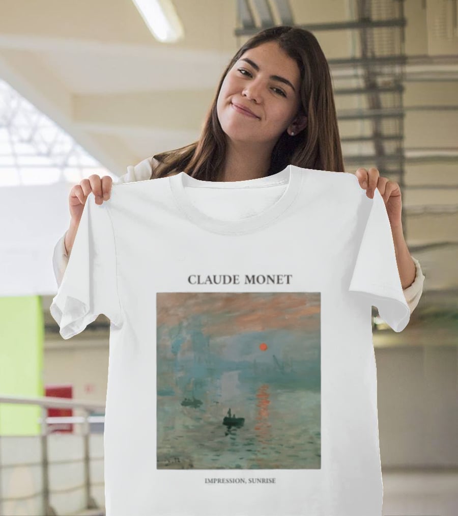 Claude Monet Impression Sunrise Oil Painting T-Shirt