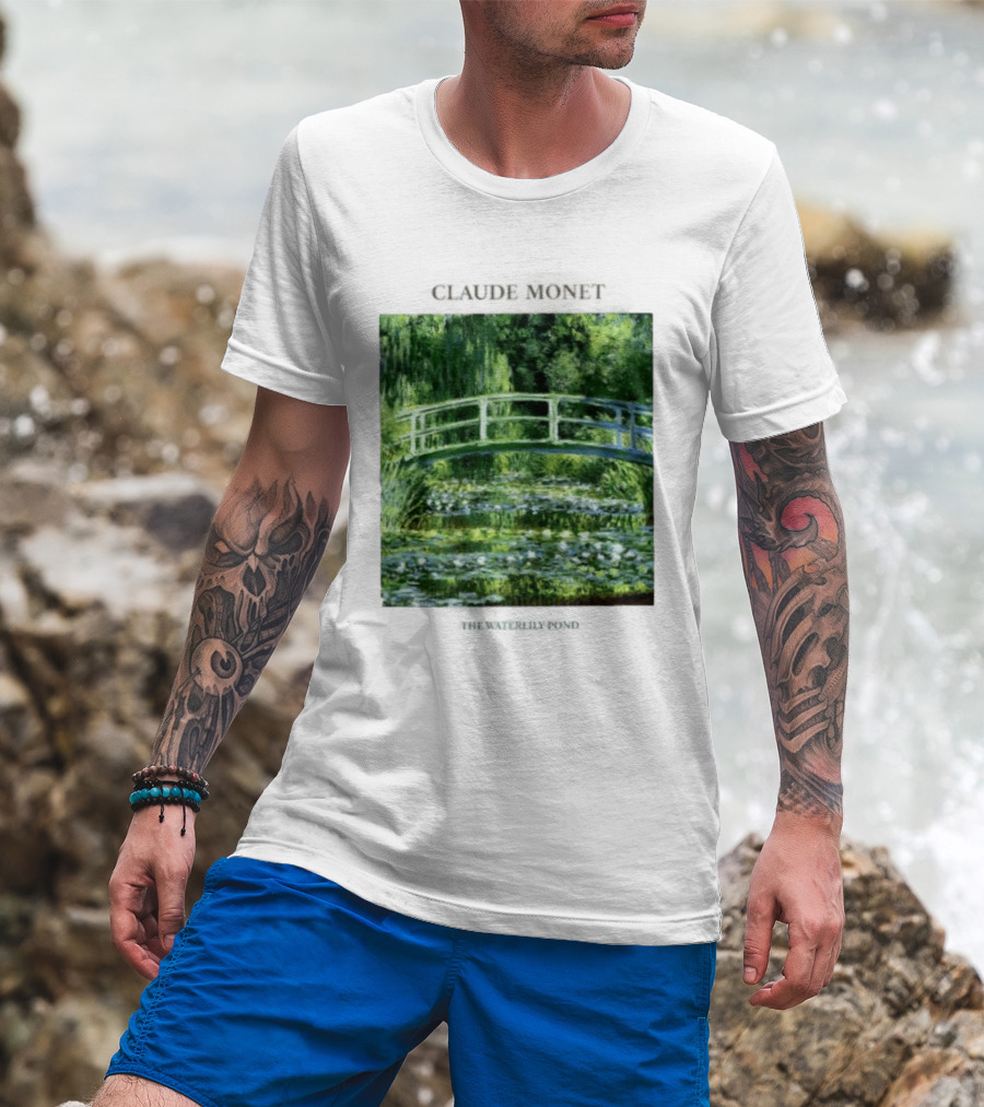 Claude Monet The Waterlily Pond Painting Scenic Landscape T-Shirt