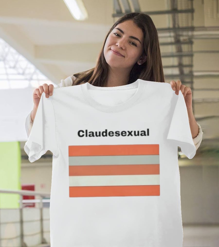 Claudesexual Pride Flag LGBTQ Identity Orange And Gray Stripes T-Shirt