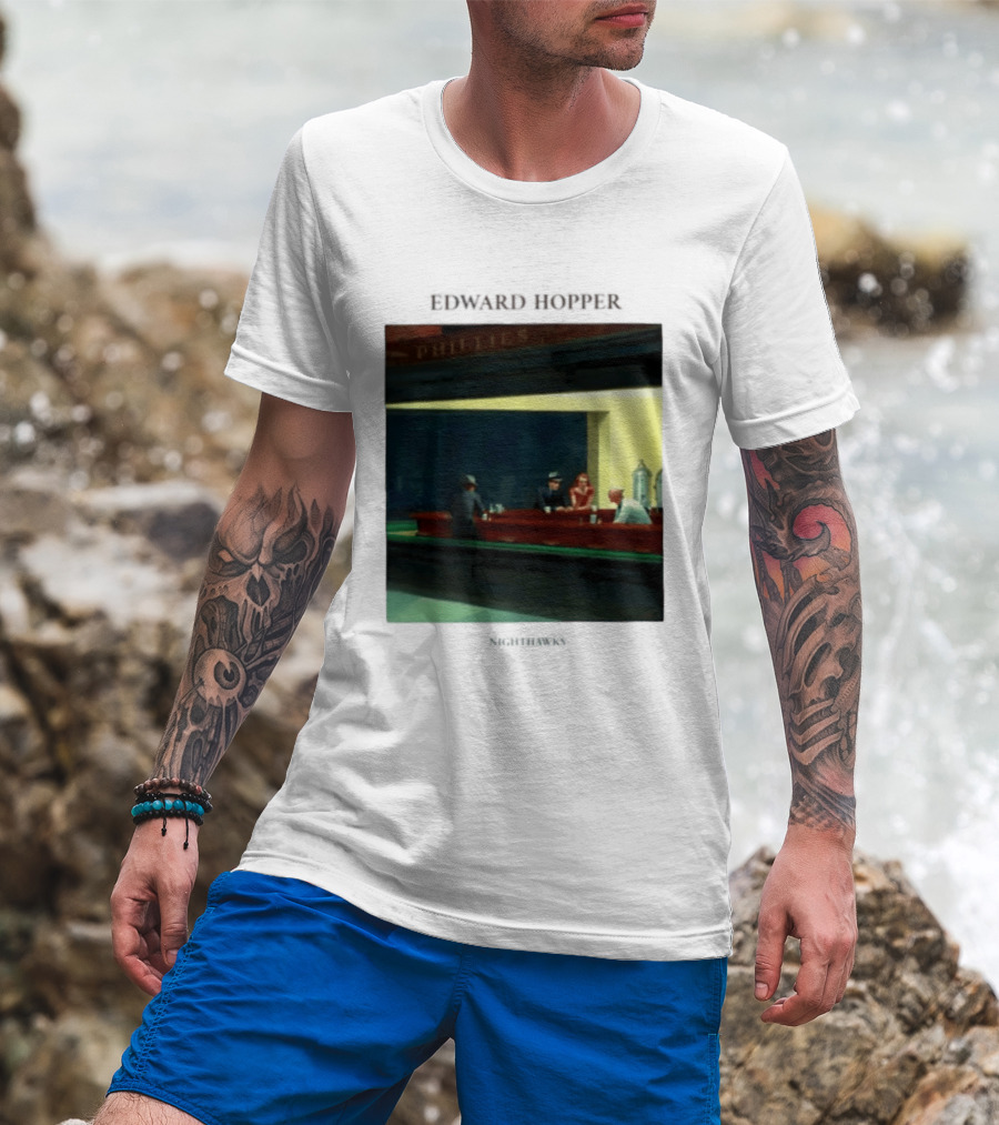 Edward Hopper Nighthawks Phillies Painting T-Shirt