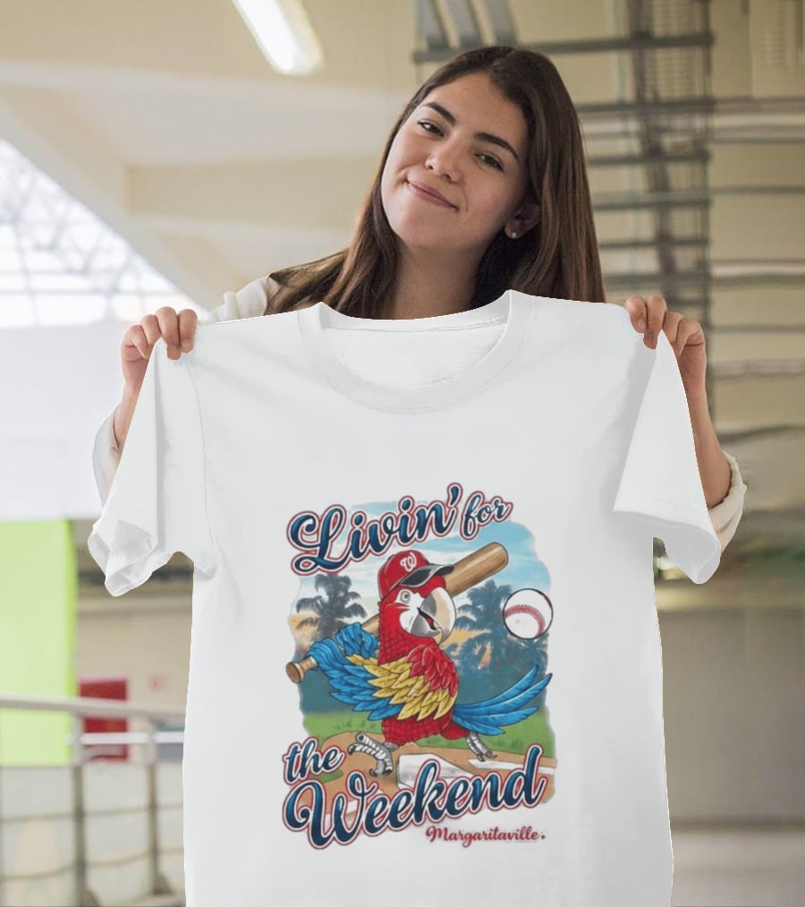 Livin' For The Weekend Nationals Margaritaville 2026 Macaw Baseball T-Shirt