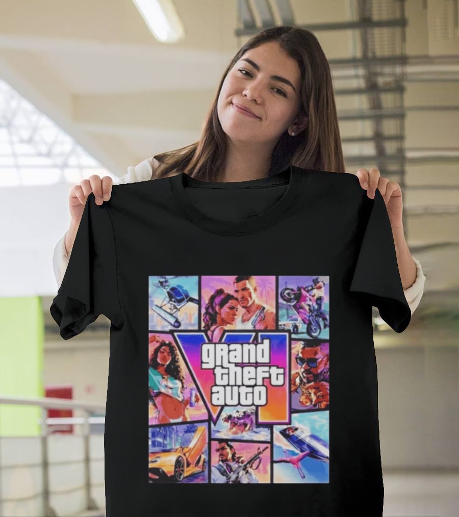 Grand Theft Auto VI Vice City Stories Helicopter Motorbike Rockstar Games T-Shirt