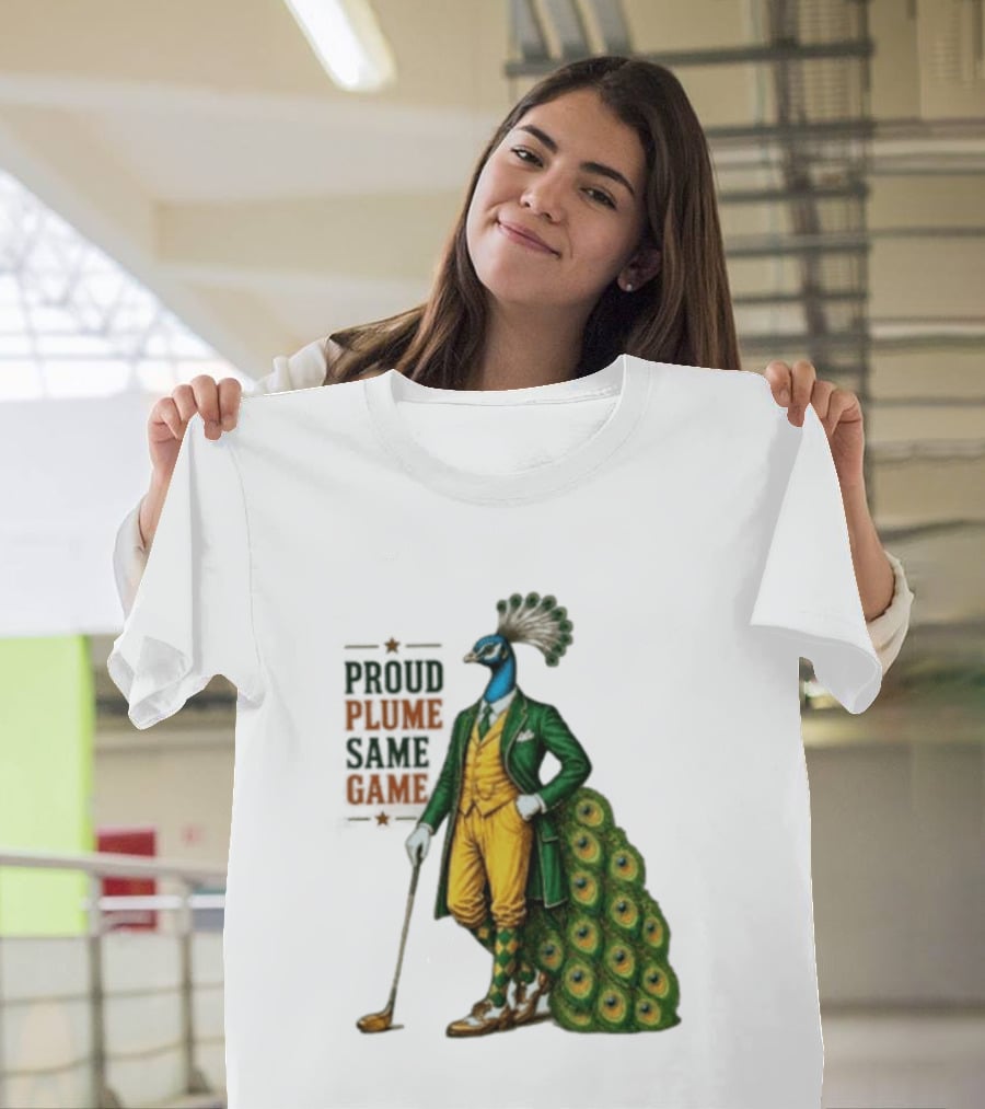 Proud Plume Same Game Peacock Golf Club Cartoon T-Shirt
