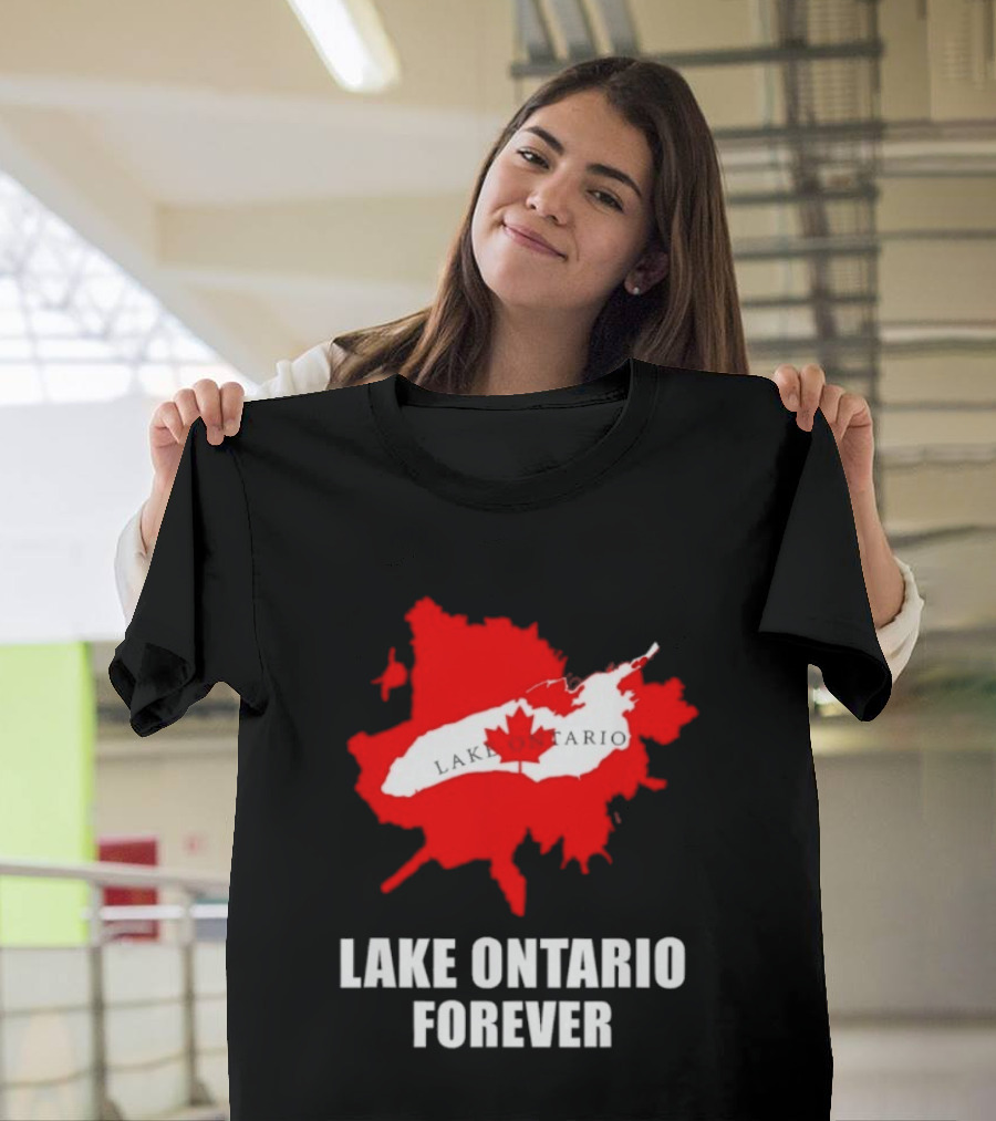 Lake Ontario Forever Canada Map Red Leaf T-Shirt