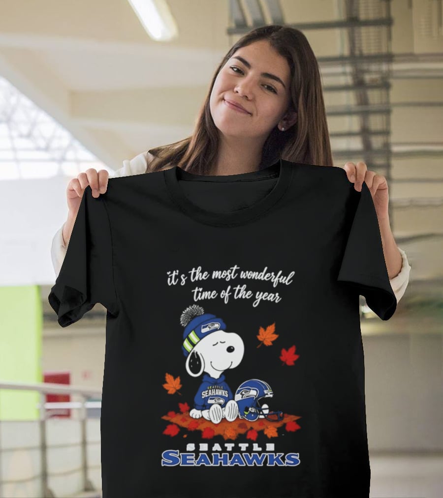 Snoopy Seattle Seahawks It's The Most Wonderful Time Of The Year Halloween 2026 T-Shirt