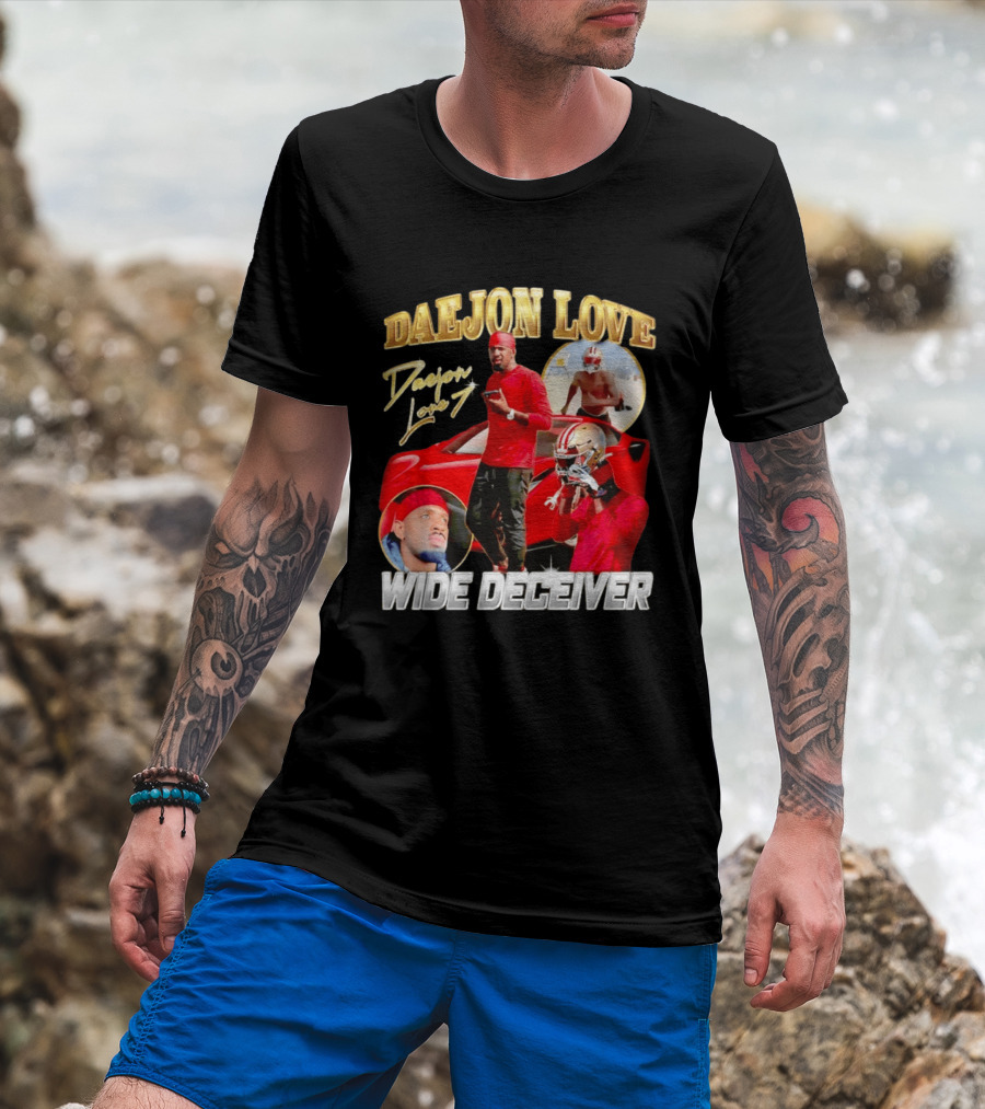 Daejon Love Wide Deceiver Football Tribute Red Car T-Shirt