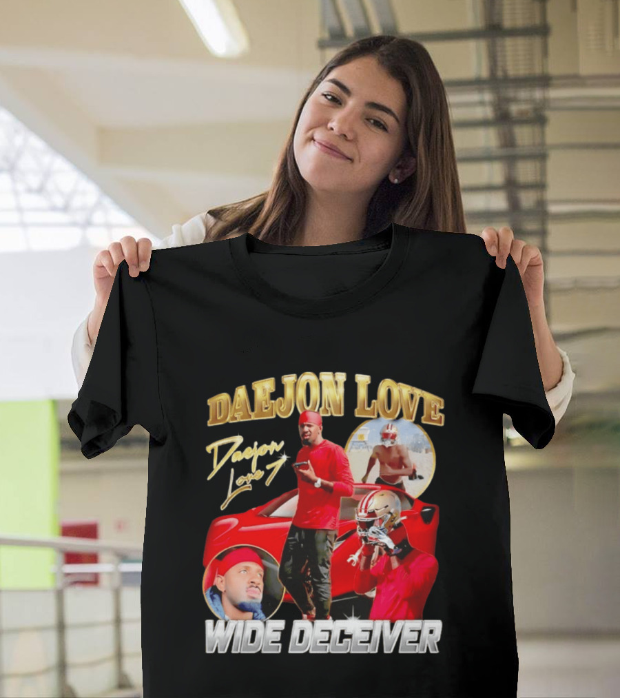 Daejon Love Wide Deceiver Football Tribute Red Car T-Shirt