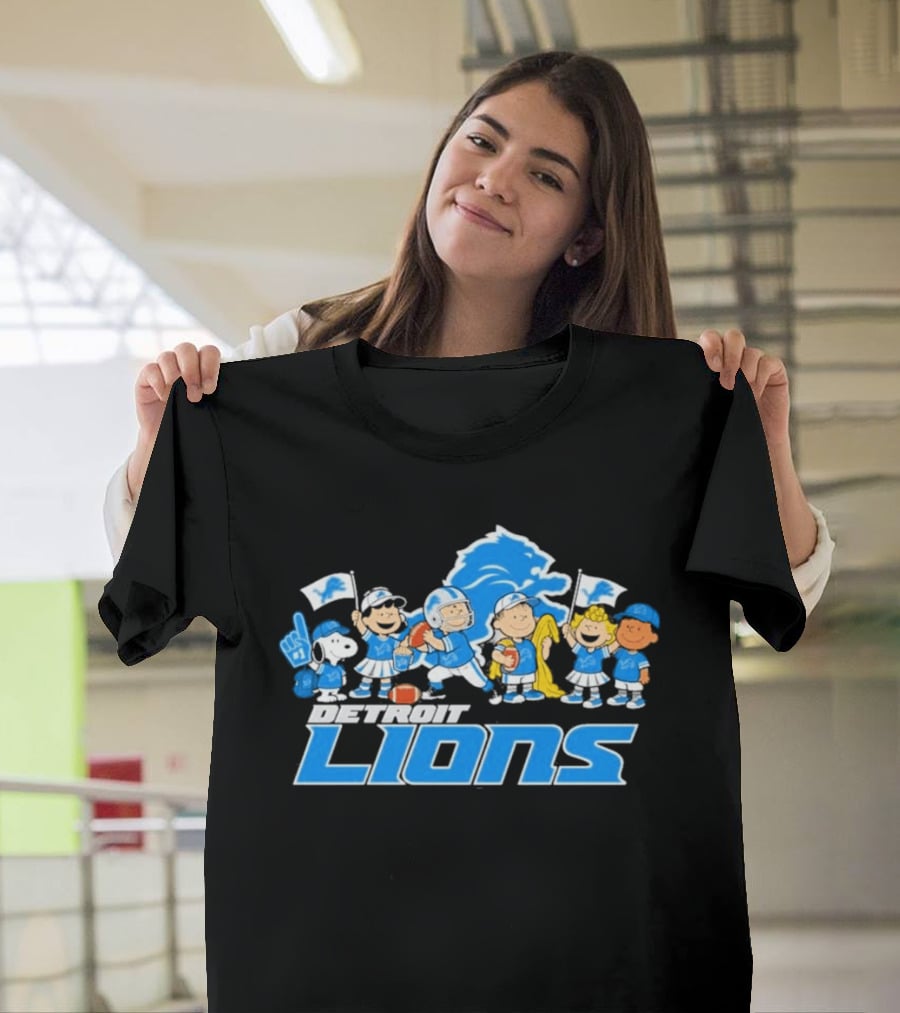 Detroit Lions Peanuts Characters Let's Go Team T-Shirt