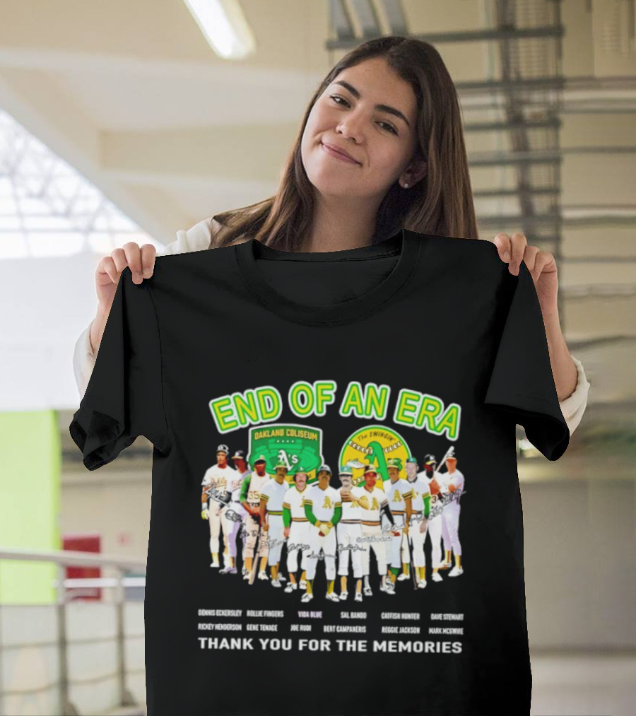 Oakland Athletics End Of An Era Oakland Coliseum A's Logo Thank You For The Memories T-Shirt