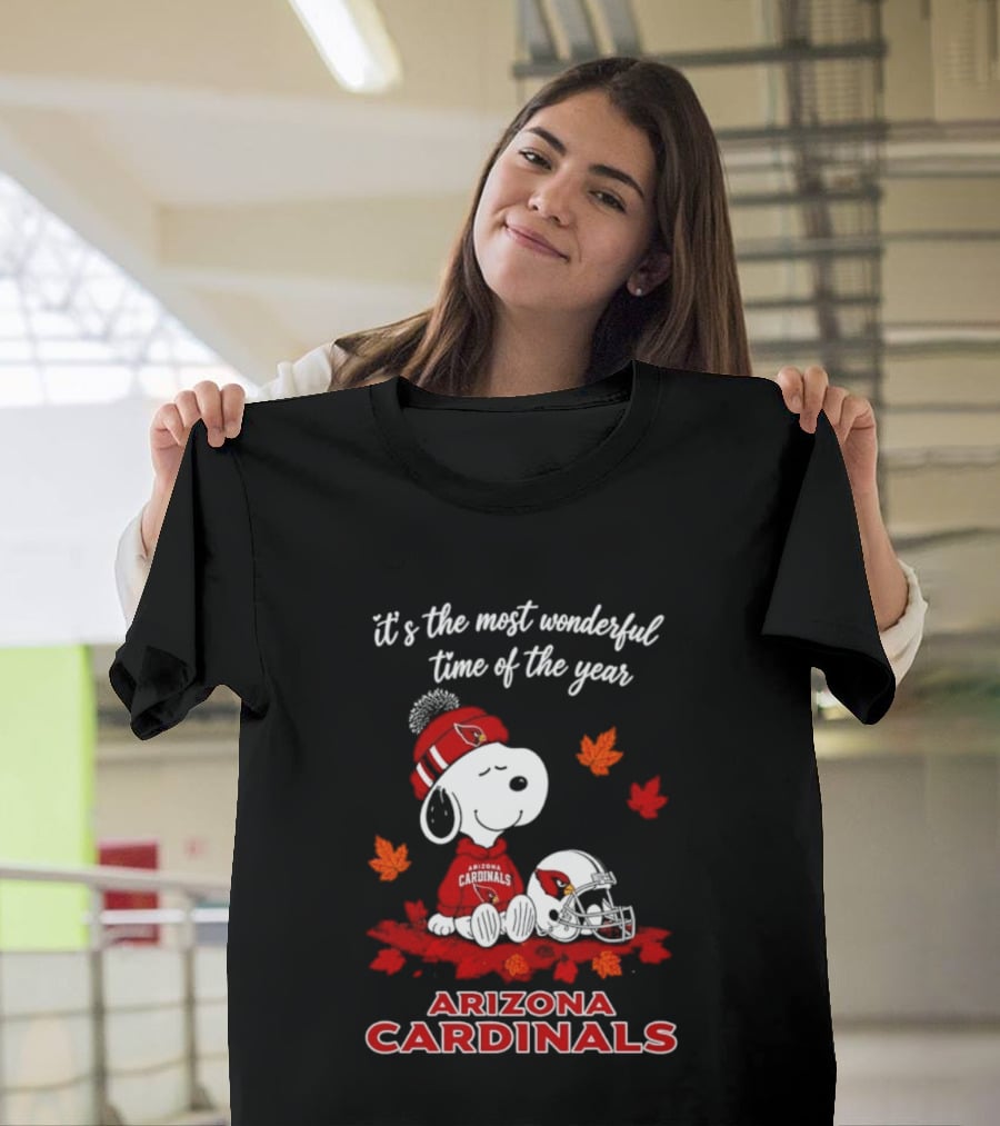 Arizona Cardinals Snoopy Fall Halloween It's The Most Wonderful Time Of The Year 2026 T-Shirt