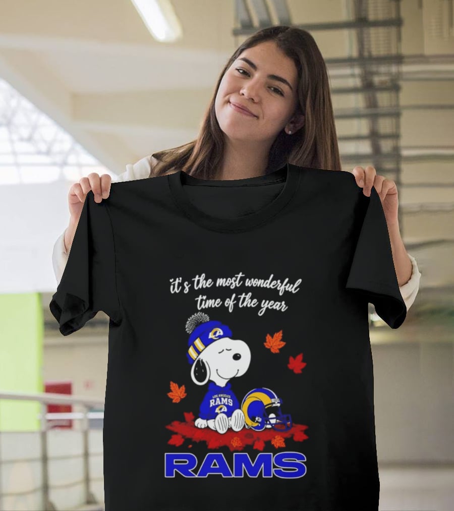 Los Angeles Rams Snoopy Fall Halloween It's The Most Wonderful Time Of The Year 2026 T-Shirt