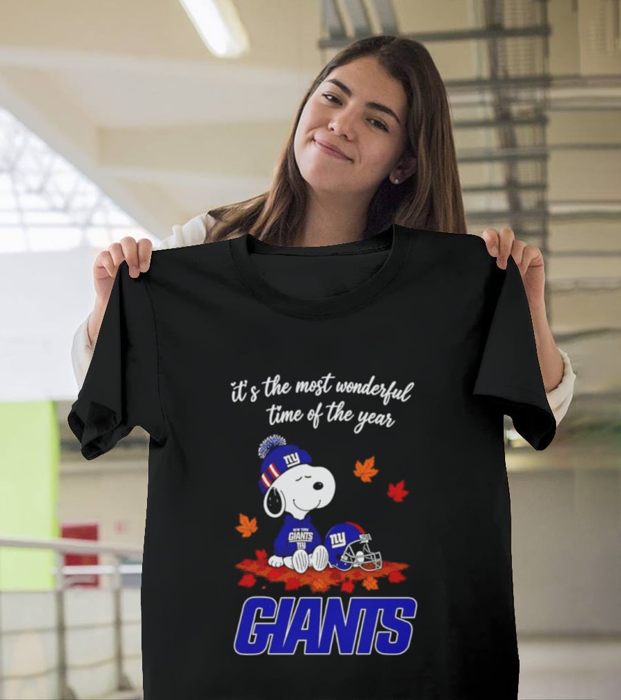 New York Giants Snoopy Fall Halloween 2026 Most Wonderful Time Of The Year T-Shirt