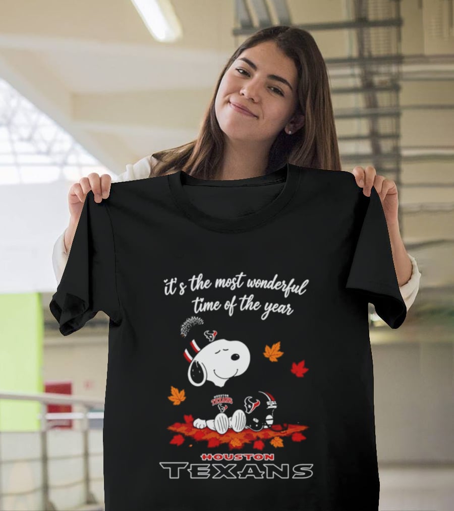 Houston Texans Snoopy Fall Halloween 2026 Most Wonderful Time Of The Year T-Shirt