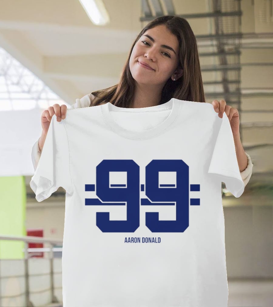 Aaron Donald 99 Los Angeles Rams Stripe Number T-Shirt