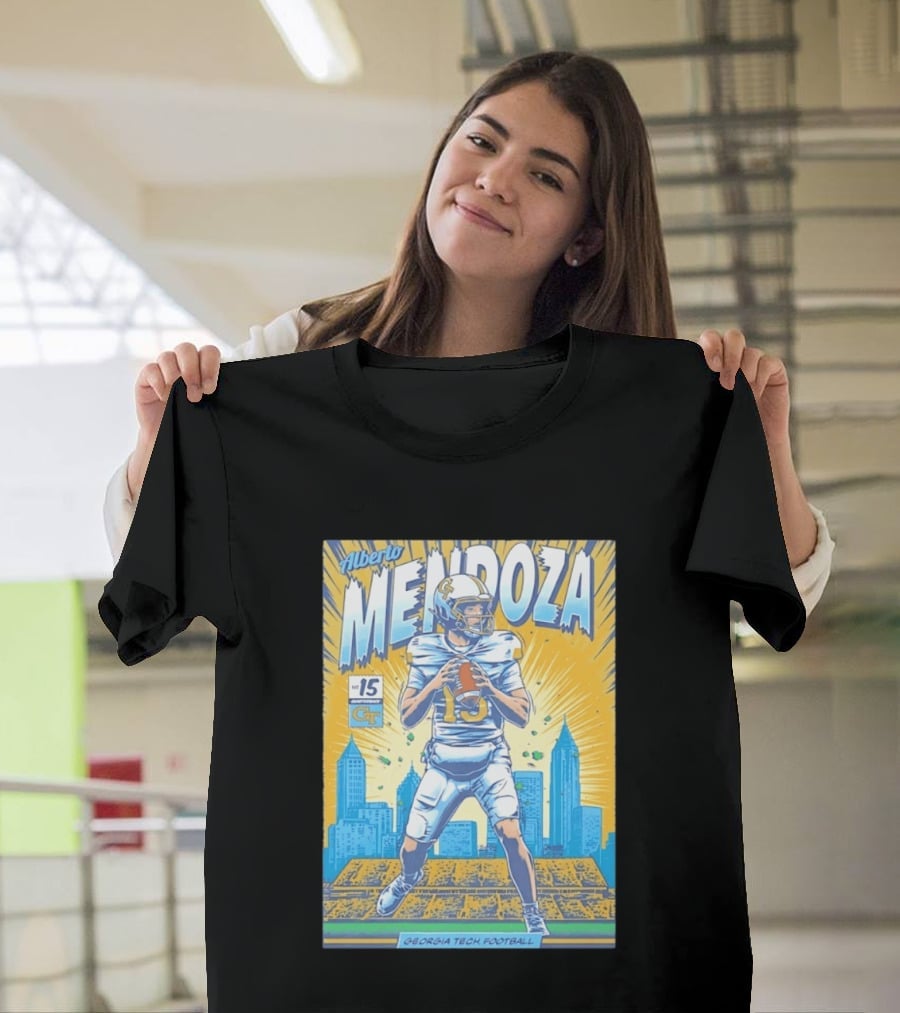 Alberto Mendoza Georgia Tech Football No 15 Yellow Jackets T-Shirt