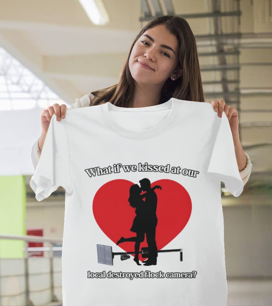 What If We Kissed At Our Local Destroyed Flock Camera Romantic Heart T-Shirt