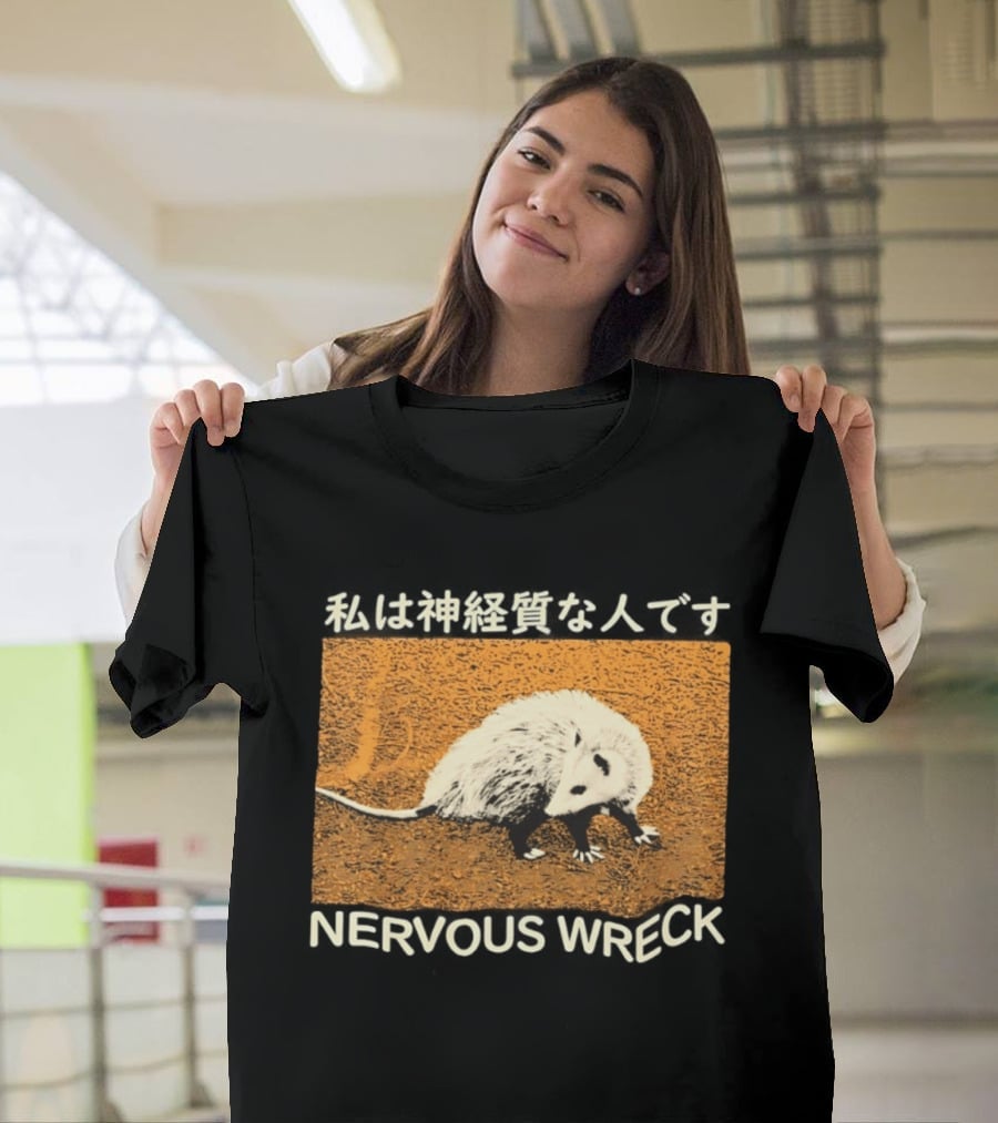 Opossum Nervous Wreck Vintage Style Wildlife Humor T-Shirt