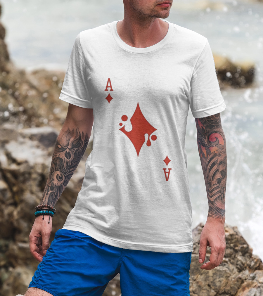 Ace Of Diamonds Playing Card Red Stylized T-Shirt
