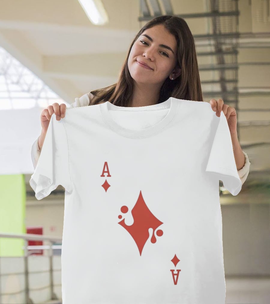 Ace Of Diamonds Playing Card Red Stylized T-Shirt