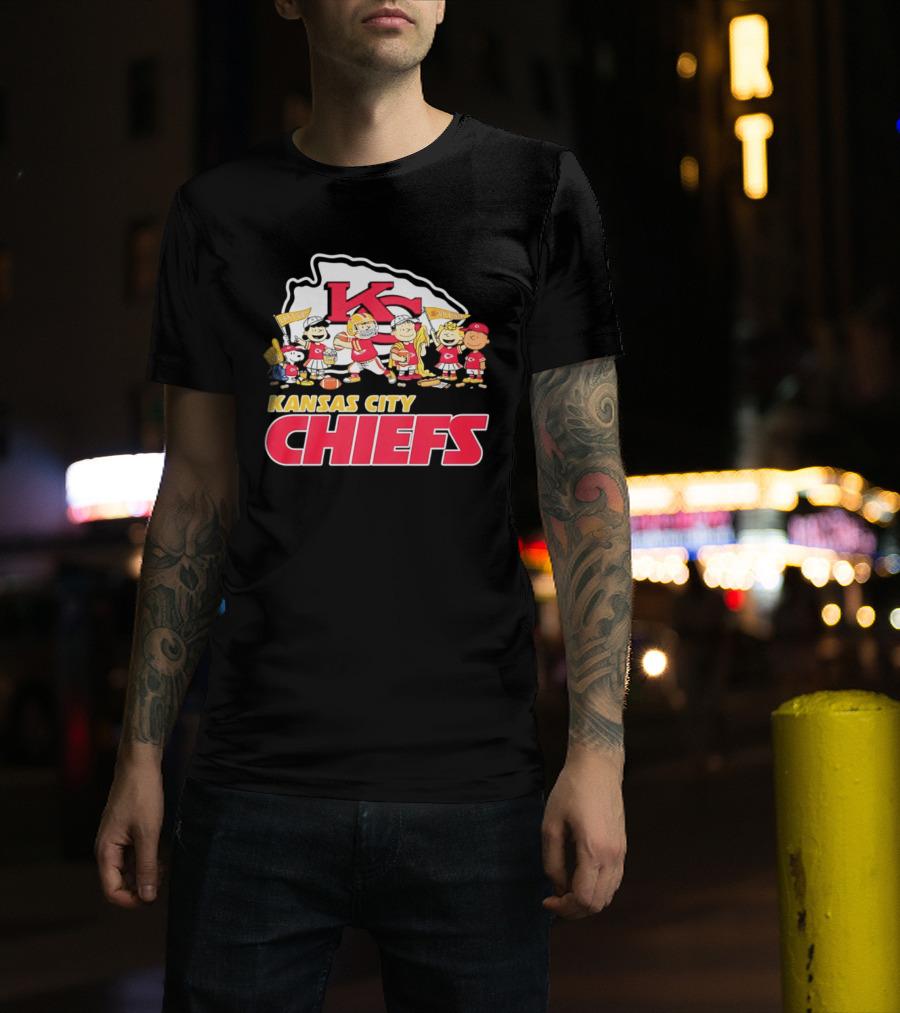 Kansas City Chiefs Peanuts Characters Go Team Let's Go T-Shirt