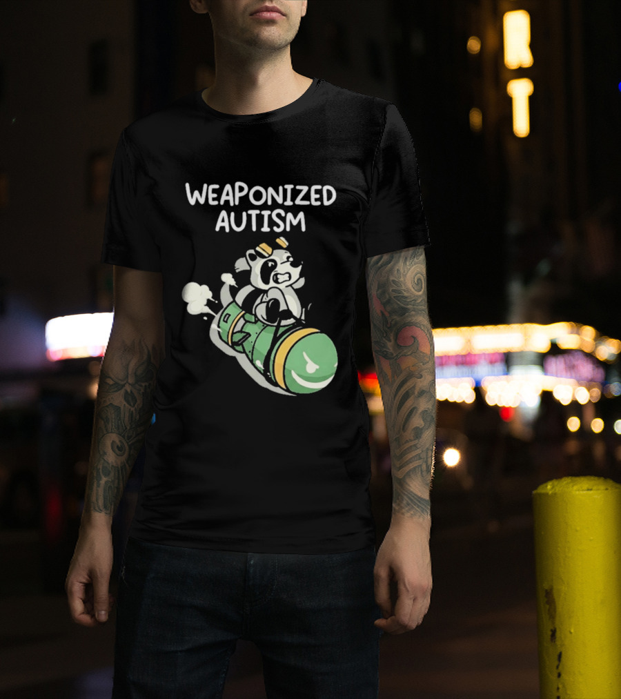 Weaponized Autism Raccoon Riding Missile T-Shirt