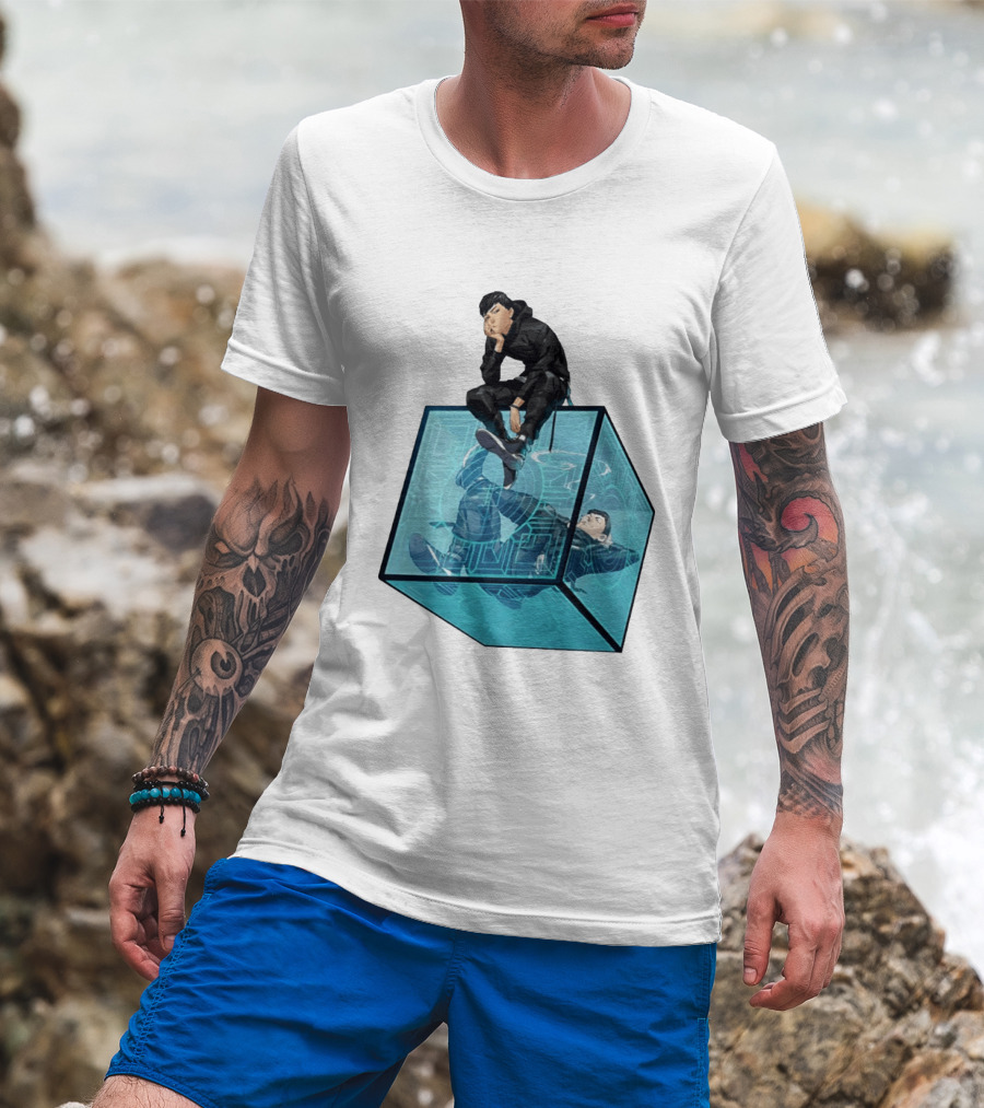 Ghostwire Tokyo Character Sitting On Cyber Cube T-Shirt