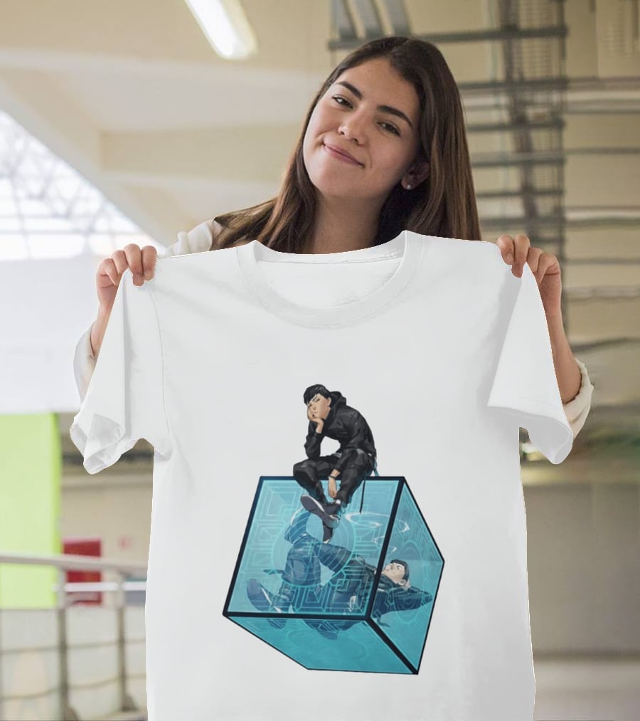 Ghostwire Tokyo Character Sitting On Cyber Cube T-Shirt